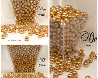 Lot De 5 Perles Nacrées Rondes 10mm Couleur Jaune Or - Marque Preciosa - France