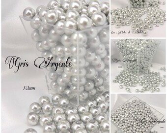 20 perles Nacrées 10mm Anthracite verre de Bohème