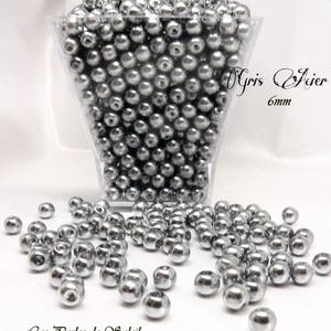 STEEL GRAY pearly glass beads 4mm, 6mm, 8mm, 6mm