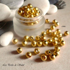 Metal beads 6mm, 8mm and 10mm gilded silver or bronze image 4