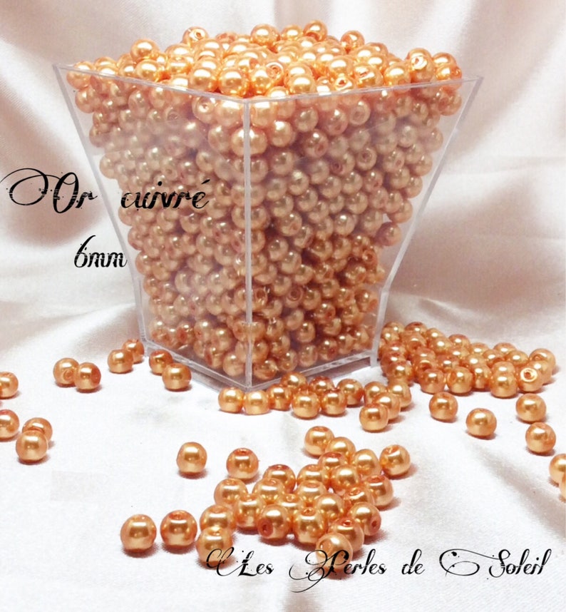 COPPER GOLD pearly glass beads 4mm, 6mm, 8mm and 10mm image 3