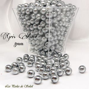 STEEL GRAY pearly glass beads 4mm, 6mm, 8mm, 8mm