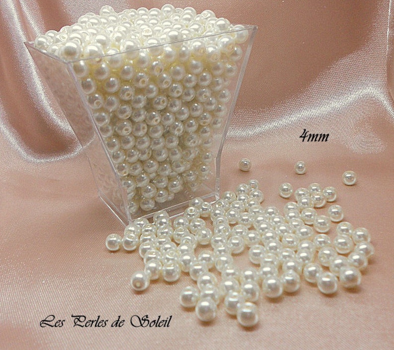 Perles nacrées BLANCHE en verre 4mm, 6mm, 8mm, 10mm, 12mm image 3