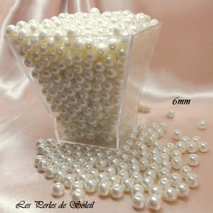 WHITE pearly glass beads 4mm, 6mm, 8mm, 10mm, 12mm image 4