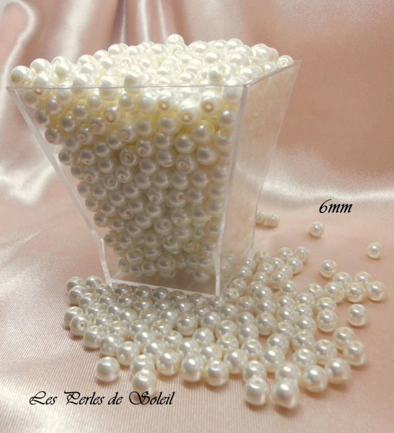 Perles nacrées BLANCHE en verre 4mm, 6mm, 8mm, 10mm, 12mm image 4