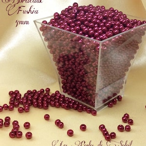 BORDEAUX FUSCHIA pearly glass beads 4mm, 6mm, 8mm and 10mm