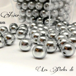 Perles nacrées GRIS ACIER en verre 4mm, 6mm, 8mm, image 3