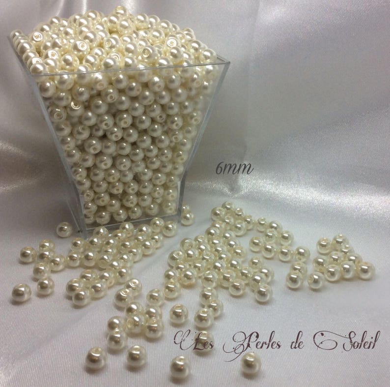 Perles nacrées IVOIRE en verre 4mm, 6mm, 8mm, 10mm, 12mm 画像 4