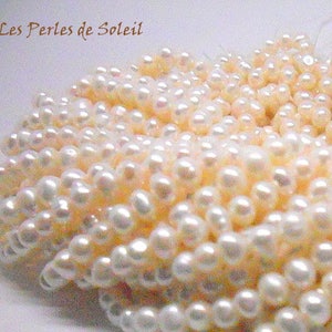 3x4mm White Round Pearlized Cultured Freshwater Pearls