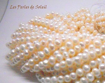 3x4mm Perles d'eau douce de culture nacrées  rondes blanches