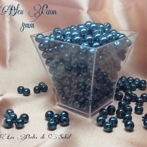 PEACOCK BLUE pearl beads in glass 4mm, 6mm, 8mm image 4