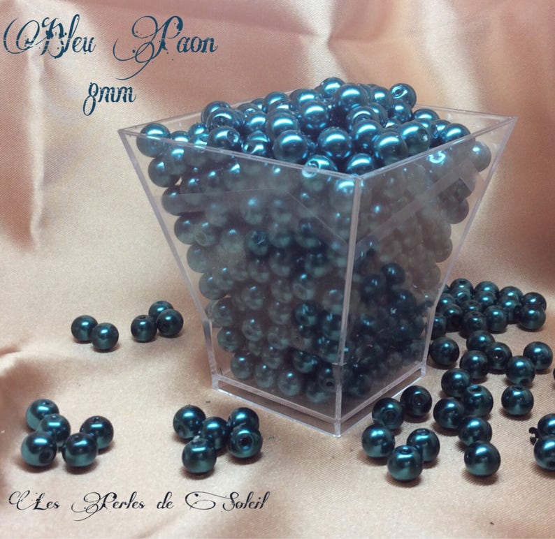 PEACOCK BLUE pearl beads in glass 4mm, 6mm, 8mm image 4