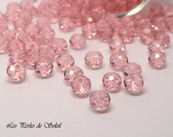 Pink faceted rondelle crystal glass beads "imitation swarowski crystal" 4x6mm and 8x10mm