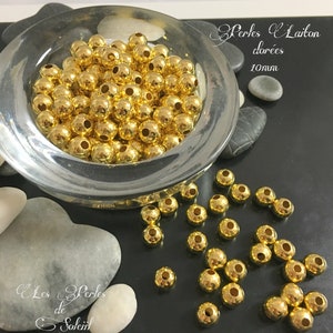 Metal beads 6mm, 8mm and 10mm gilded silver or bronze image 7