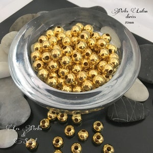 Metal beads 6mm, 8mm and 10mm gilded silver or bronze image 6