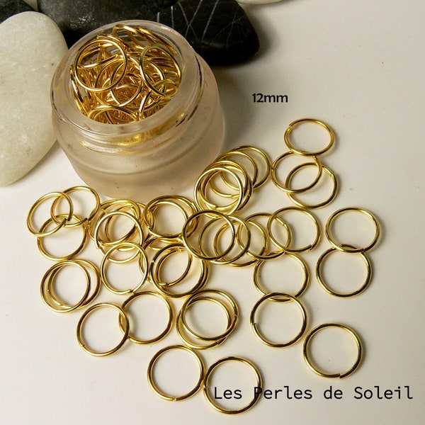 Anneaux 12mm ouverts x 50 en metal  or argent bronze