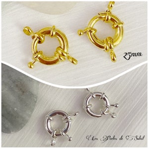 2 Spring Buoy Clasps - GOLD OR SILVER - 15mm and 12.5mm diameter.