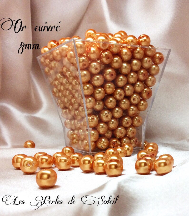 COPPER GOLD pearly glass beads 4mm, 6mm, 8mm and 10mm image 2