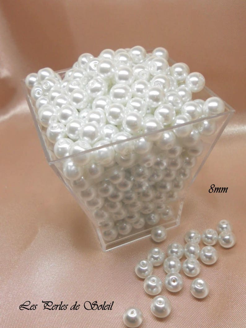 WHITE pearly glass beads 4mm, 6mm, 8mm, 10mm, 12mm image 6