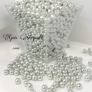 Perles nacrées GRIS ARGENTÉ en verre 4mm, 6mm, 8mm et 10mm image 6