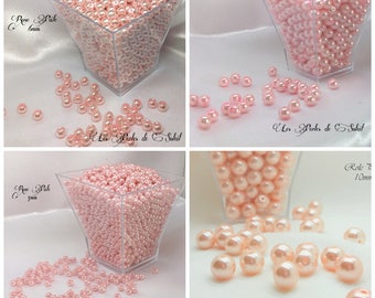 Perles nacrées ROSE PALE en verre  4mm, 6mm, 8mm, 10mm