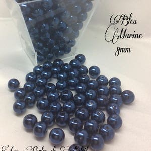 Perles nacrées BLEU MARINE en verre 4mm, 6mm, 8mm et 10mm image 3
