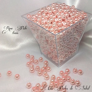 Perles nacrées ROSE PALE en verre 4mm, 6mm, 8mm, 10mm image 3
