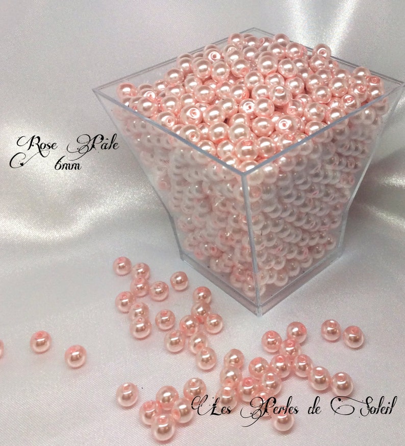 Perles nacrées ROSE PALE en verre 4mm, 6mm, 8mm, 10mm image 3