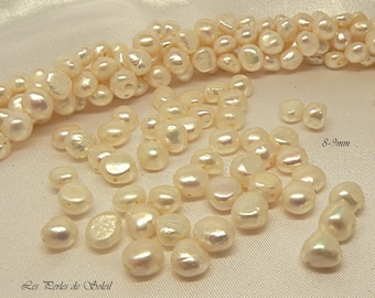 8-9 mm genuine pearly cultured baroque freshwater white potato pearls