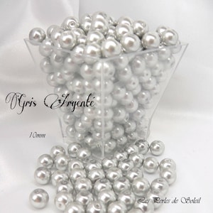 Perles nacrées GRIS ARGENTÉ en verre 4mm, 6mm, 8mm et 10mm image 2