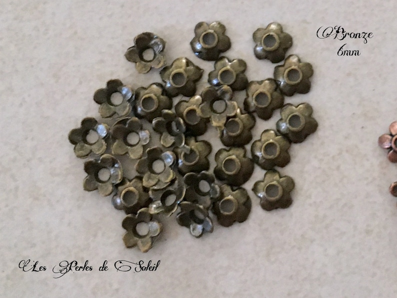 50 coupelles 5 pétales 6mm au choix or antique, doré, argent, cuivre, bronze image 10
