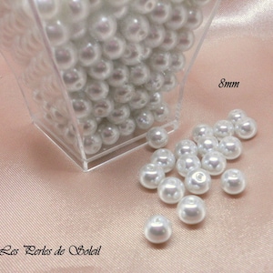 Perles nacrées BLANCHE en verre 4mm, 6mm, 8mm, 10mm, 12mm image 5