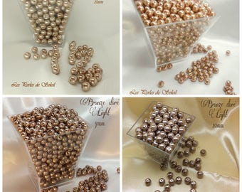 GOLDEN BRONZE LIGHT pearly glass beads 4mm, 6mm, 8mm and 10mm