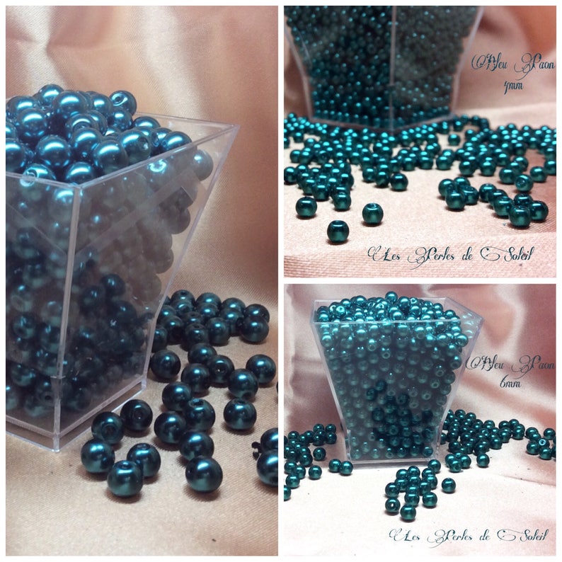 PEACOCK BLUE pearl beads in glass 4mm, 6mm, 8mm image 1