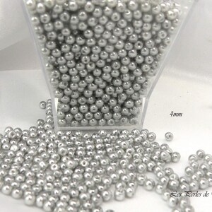 Perles nacrées GRIS ARGENTÉ en verre 4mm, 6mm, 8mm et 10mm image 8