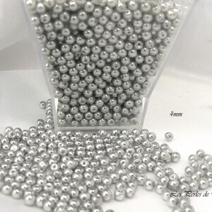 Cuentas de vidrio nacarado GRIS PLATA 4mm, 6mm, 8mm y 10mm imagen 8