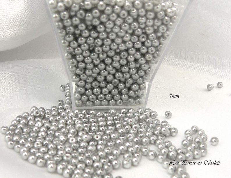 Perles nacrées GRIS ARGENTÉ en verre 4mm, 6mm, 8mm et 10mm image 8