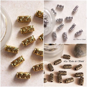 Square tube beads in metal SILVER GOLD BRONZE 10x5mm