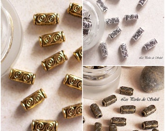 Square tube beads in metal SILVER GOLD BRONZE 10x5mm