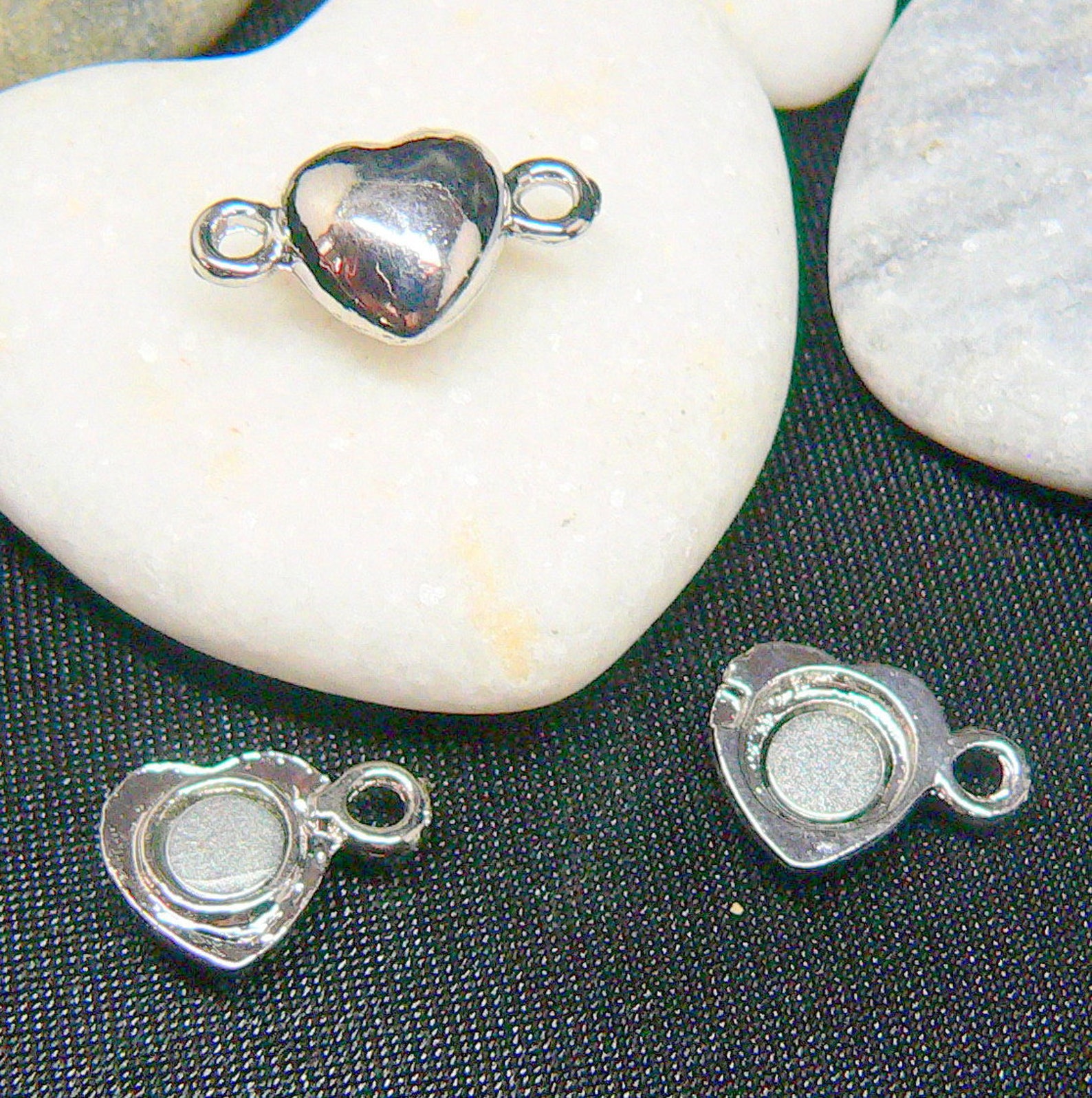 2 heart clasps in silver metal 17 x 10 x 7mm Etsy