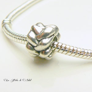 5 perles européennes tresses pour bracelet charm en metal couleur argent antique 10x9mm
