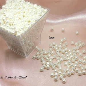 Perles nacrées BLANCHE en verre 4mm, 6mm, 8mm, 10mm, 12mm image 2