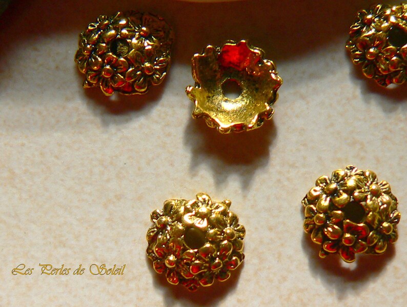 Coupelles modele fleurs couleur doré ou argent antique 11x3mm image 4