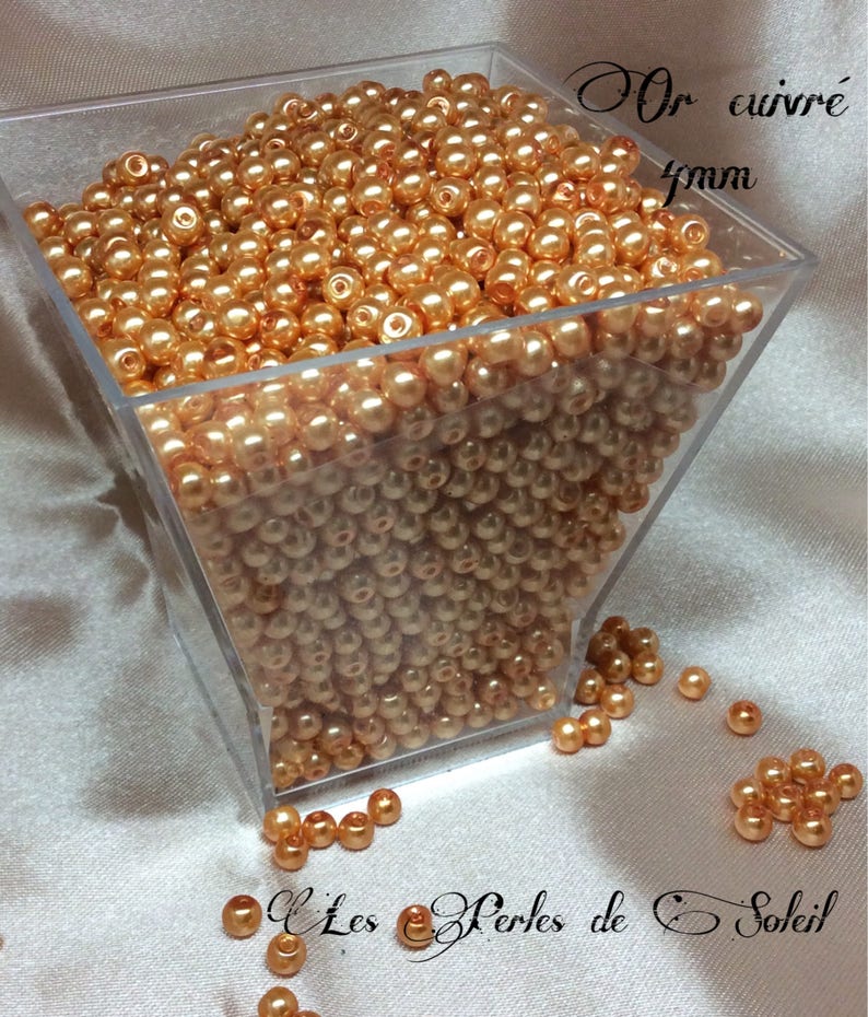 COPPER GOLD pearly glass beads 4mm, 6mm, 8mm and 10mm image 4