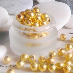 Metal beads 6mm, 8mm and 10mm gilded silver or bronze image 5