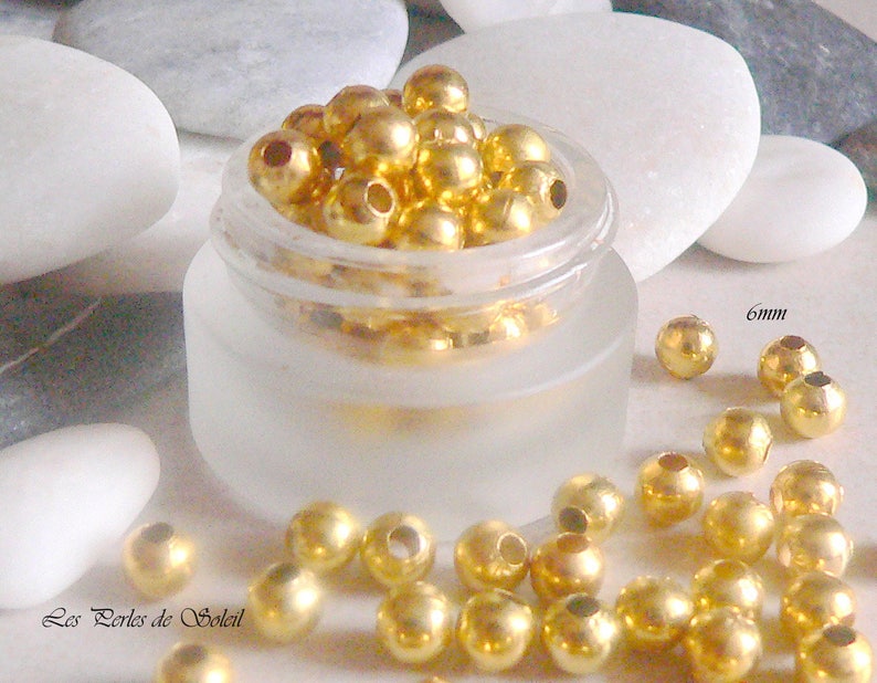 Metal beads 6mm, 8mm and 10mm gilded silver or bronze image 5