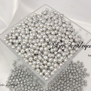 Perles nacrées GRIS ARGENTÉ en verre 4mm, 6mm, 8mm et 10mm image 4