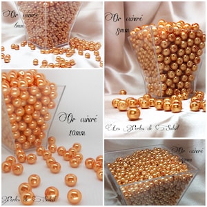Perles nacrées OR CUIVRÉ en verre 4mm, 6mm, 8mm et 10mm image 1