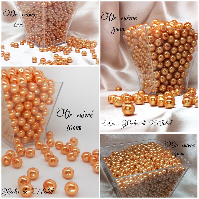 COPPER GOLD pearly glass beads 4mm, 6mm, 8mm and 10mm image 1