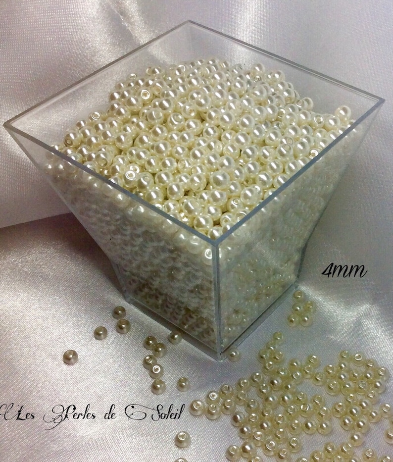 Perles nacrées IVOIRE en verre 4mm, 6mm, 8mm, 10mm, 12mm 4mm